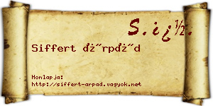 Siffert Árpád névjegykártya